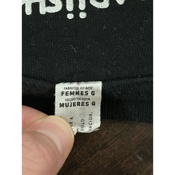 Marushka Fishbone Graphic Tee Black V-Neck 3/4 Sleeve Hand Painted Essentials - Picture 7 of 11